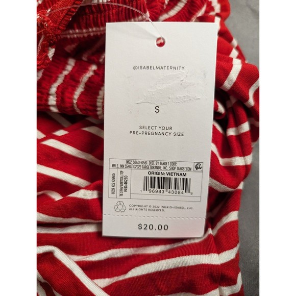 Isabel Maternity Tie Strap Tank Top Red Striped - Picture 5 of 9